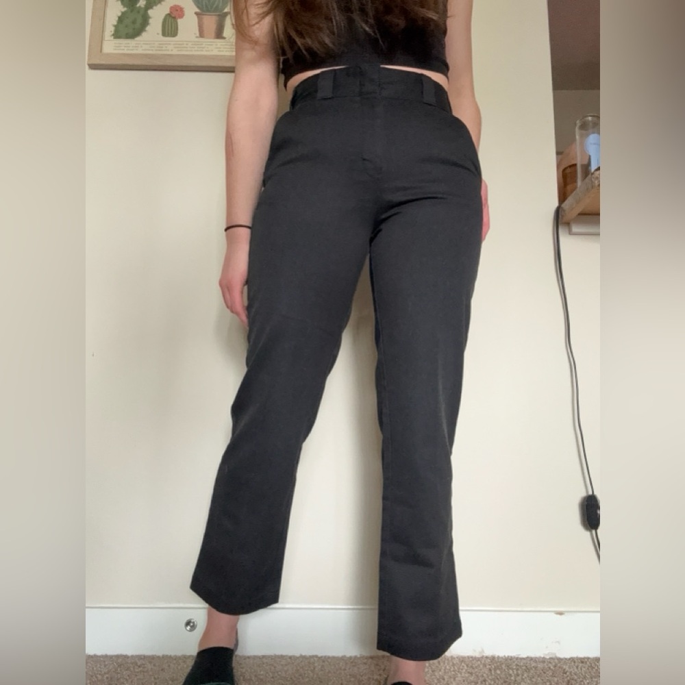 Dickies black minimalist high waisted straight-leg trousers